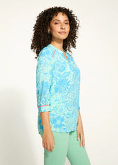 FDJ Piping 3/4 Sleeve Bicolor Floral Shirt 7618397