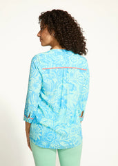 FDJ Piping 3/4 Sleeve Bicolor Floral Shirt 7618397