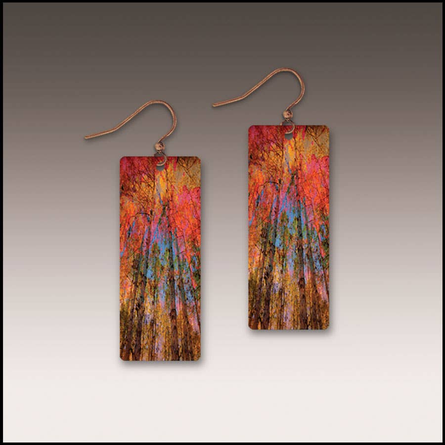 Orange Nature Abstract Banner Handmade Earrings