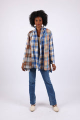 Soft Tone Plaid Cardigan: Flannel in Patchwork