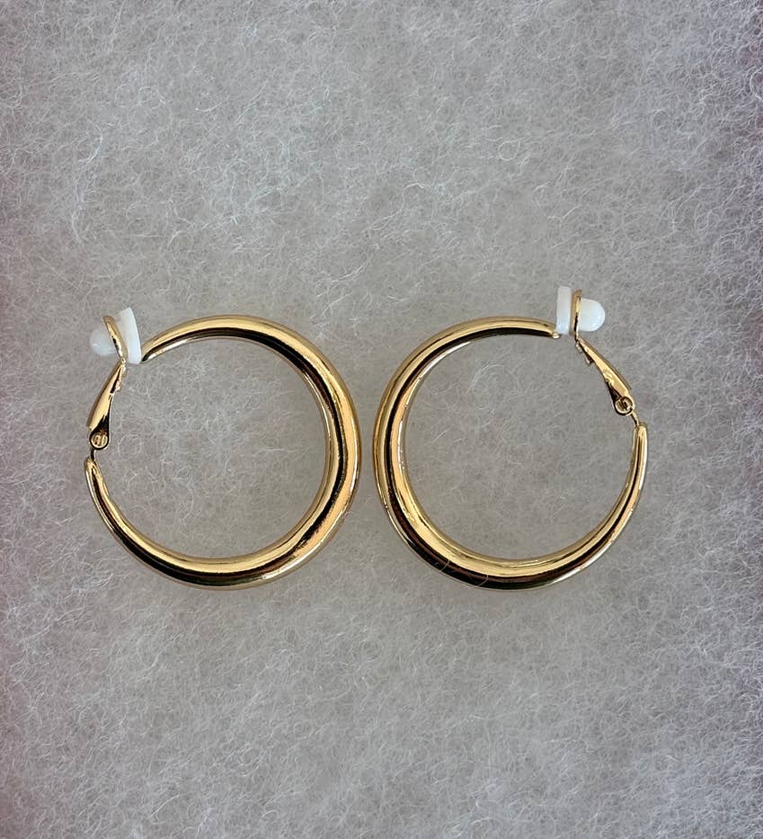 FR7194  All Gold Plain Metal Circle Clip Earrings