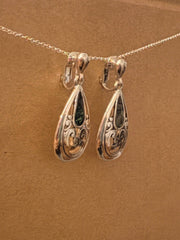FR4869 Abalone Filigree Teardrop Clip On Earrings
