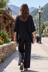 100% Cotton Poncho Style Top + Pull On Pant Set