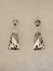 FR6865 Dot Texture & Filigree Trapezoid Metal Clip Earrings