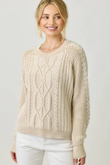 61162 Washed Cable Sweater