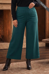 PLUS SIZE High Rise Twill Wide-Leg Pants