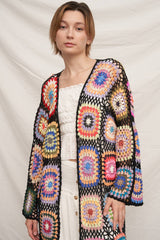Granny Square Crochet Kimono Cardigan