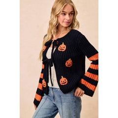 HALLOWEEN THEME FRONT BOW TIED CARDIGAN