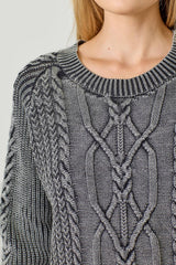 61162 Washed Cable Sweater