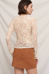 Floral Lace Long Sleeve Mesh Top
