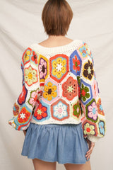Chunky Oversized Granny Squared Crochet Sweater