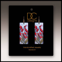 Calla Lily Red Banner Handmade Earrings