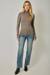 61604 Pointelle Mock Neck Top