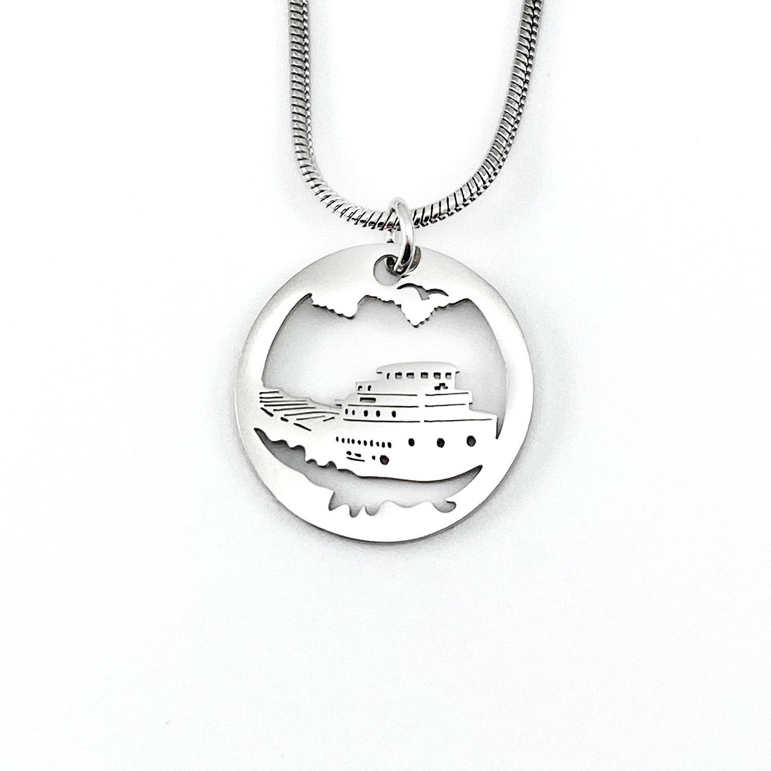 Great Lakes Freighter Pendant, large or petite