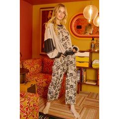 ROSE TWILL AND STRIPE MIX AND MATCH TOP
