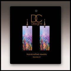 Rainbow Abstract Floral Banner Handmade Earrings