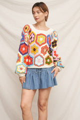 Chunky Oversized Granny Squared Crochet Sweater