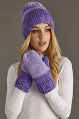 Lt. Purple & Purple Color Block Pom Hat