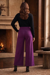 High Rise Twill Wide-Leg Pants