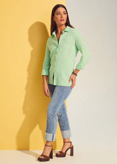 FDJ Long Sleeve Eyelet Tunic in Patina 7359797