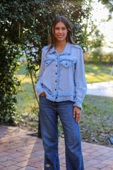 Lightweight Raw Edge Jacket (Sky Blue)