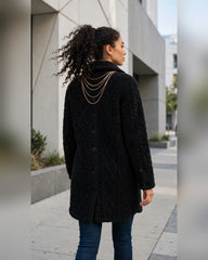 FJ0182: Quilted Sherpa Long Button Jacket