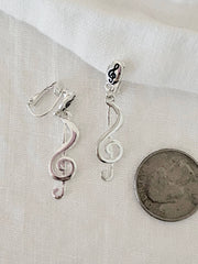 FR4861 Music Double G-CLEF Metal Clip-on Earrings