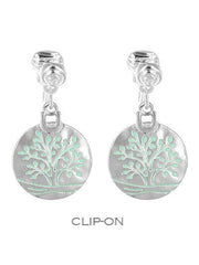 FR5681 Turquoise Tree of Life Round Clip Earrings