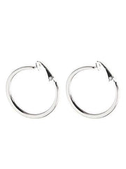 FR2400 All Silver Plain Metal Circle Clip Earrings