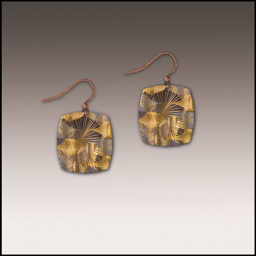 Cocoa Foliage Abstract Button Drop Handmade Earrings