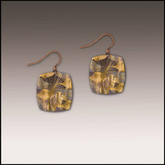 Cocoa Foliage Abstract Button Drop Handmade Earrings