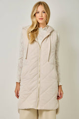 61143 Quilted Puffer Long Hoodie Vest