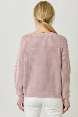 61162 Washed Cable Sweater