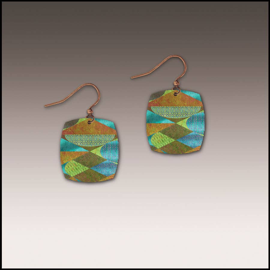 Rolling Hills Abstract Button Drop Handmade Earrings