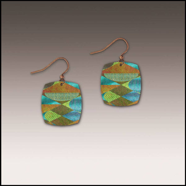 Rolling Hills Abstract Button Drop Handmade Earrings
