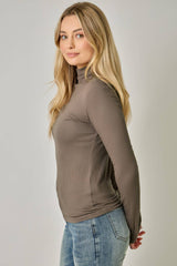 61604 Pointelle Mock Neck Top