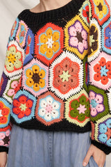 Chunky Oversized Granny Squared Crochet Sweater