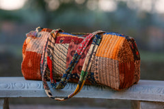 Upcycled Patchwork Vintage Duffel Bag (Camel Overdye)