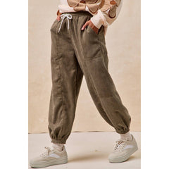SOLID CORDUROY PANTS WITH DRAWSTRING