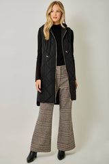 61143 Quilted Puffer Long Hoodie Vest