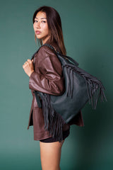 Sav Distressed Hobo Bag w/ Fringe Detail | M2350