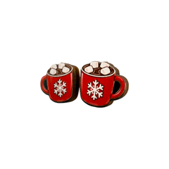 Snowflake Red Mug Stud Earrings #3180