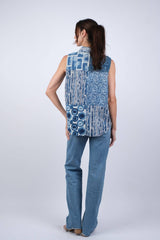 Sapphire Ocean Patchwork Collared Shirt