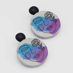 Abstract Face Decoupage Earrings