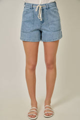 61487 Denim Washed Pull-On Shorts