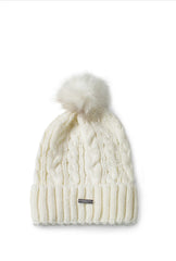 Liverpool Jeans LMA000SK59 Cable Knit Beanie with Faux Fur Pouf