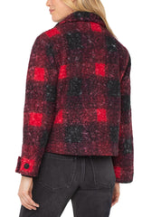 Liverpool LM1B17C84 Button Front Boxy Shacket in Red/Black Buffalo Plaid