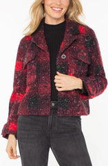 Liverpool LM1B17C84 Button Front Boxy Shacket in Red/Black Buffalo Plaid