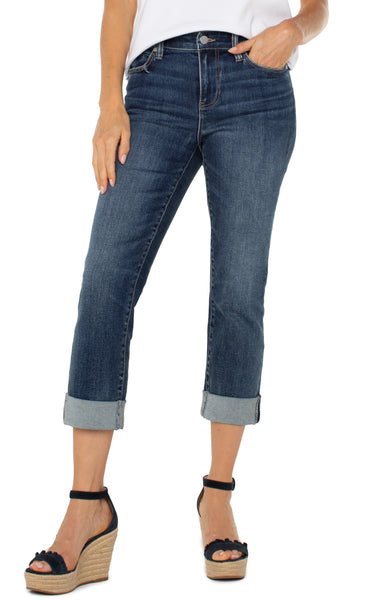 Liverpool LM2150F88 Charlie Crop Wide Rolled Cuff in Wells