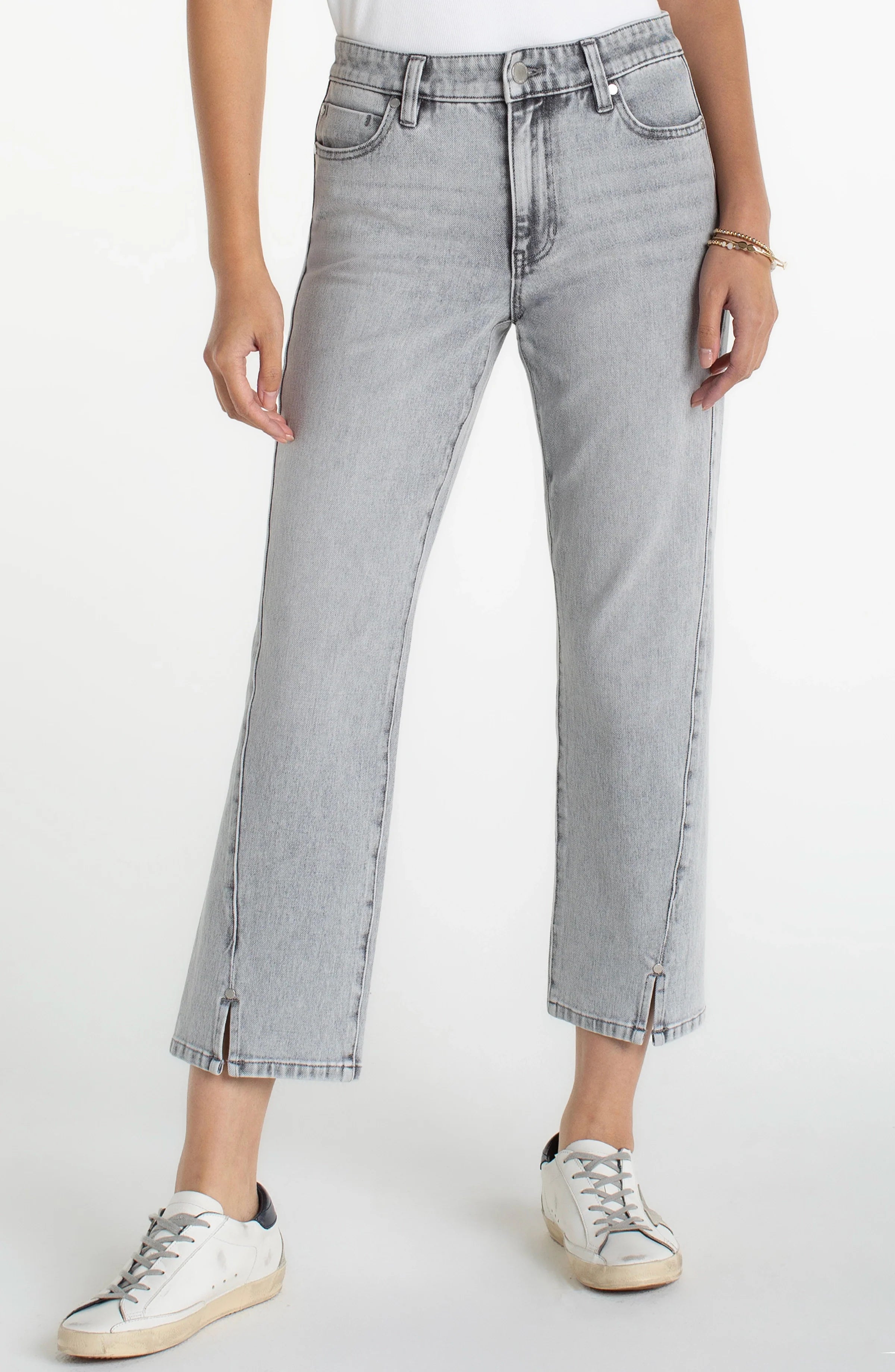 Liverpool Kennedy Straight Denim with Seaming Detail in Alpine Grey LM3150EQQ